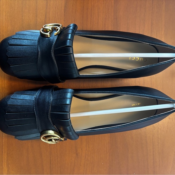 Gucci Shoes - Gucci Black Marmont Leather Fringe Loafers